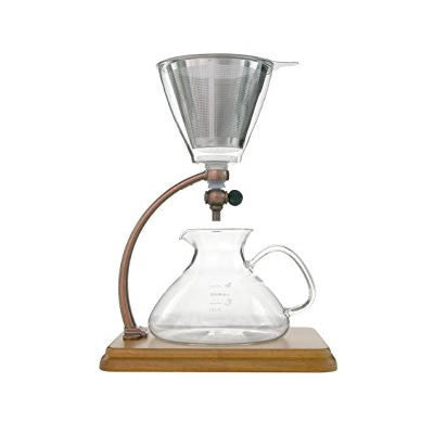 Silverton Coffee/ Tea Dripper w Brown Wood & Brass Station & Stainless Cone Filter - The Concentrated Cup